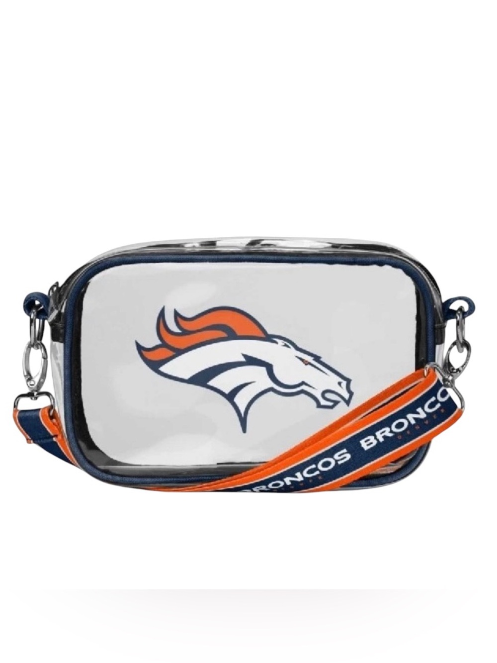 NEW FOCO Clear Denver Broncos Blue Orange Crossbody Guitar Strap Football Bag